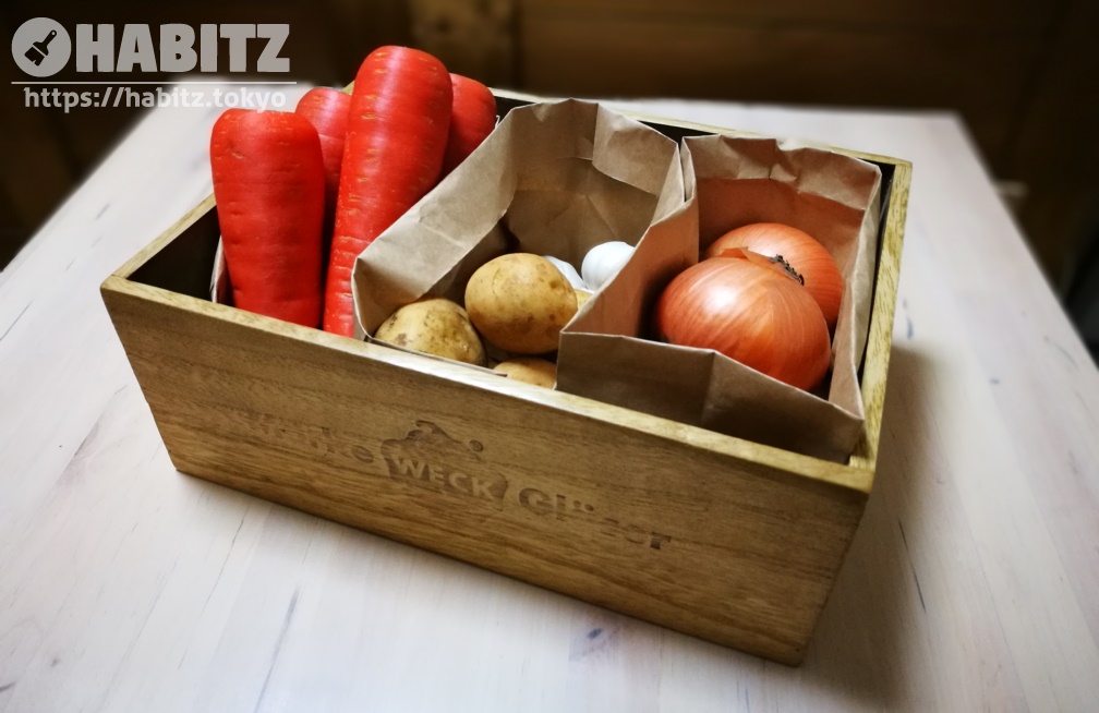 WECKの木箱を野菜箱として活用